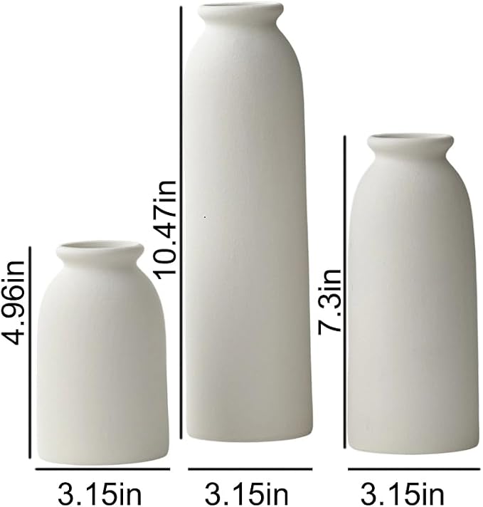 10.6 inches Tall Decorative Ceramic Vase Set, 3 Pieces, Nordic Modern Boho Style - Image 5