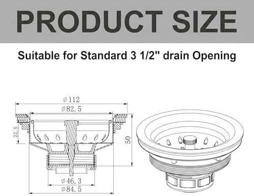 LQS Kitchen Sink Drain Assembly, Sink Drain Basket Strainer 304 Stainless Steel - Image 4