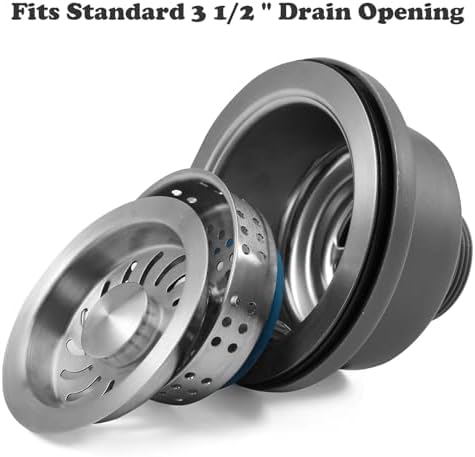 3-1/2'' Kitchen Sink Drain Kit Sink Drain Basket Sink Drain Assembly 304 - Image 2