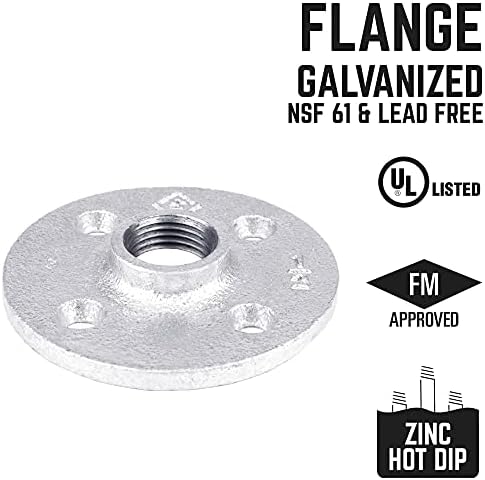 PIPE DECOR 1/2 in. Floor Flange, Authentic Galvanized Malleable Iron, 10 Pack - Image 2