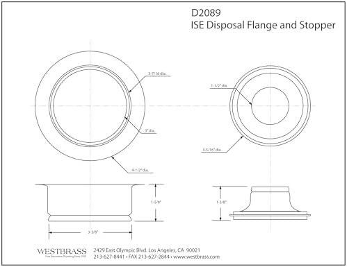 Westbrass D2089-05 4-1/4" Kitchen Sink Waste Disposal Drain Flange and Stopper - Image 4