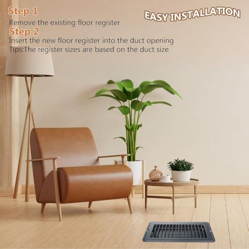 4" X 8" Floor Register 4 Pack Gray Floor Vent Covers Heavy Duty Floor Vent - Image 5