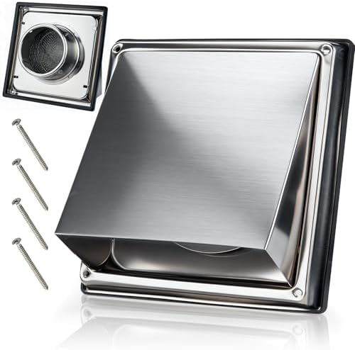 4 Inch Dryer Vent Cover Outside, Stainless Steel Exterior Wall by Unknown