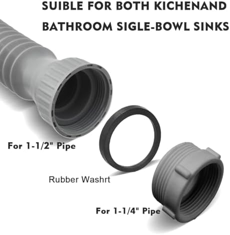 Flexible Sink Drain Pipe 1 1/2" 1 1/4" Sink P Trap, Adjustable Kitchen - Image 5