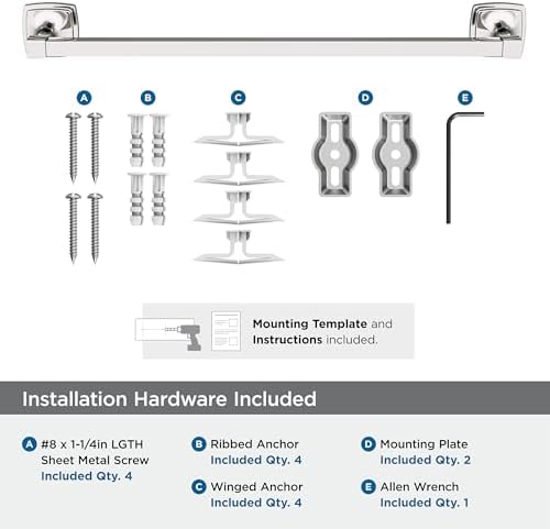 Amerock Stature 18" Polished Nickel Towel Bar - Image 4