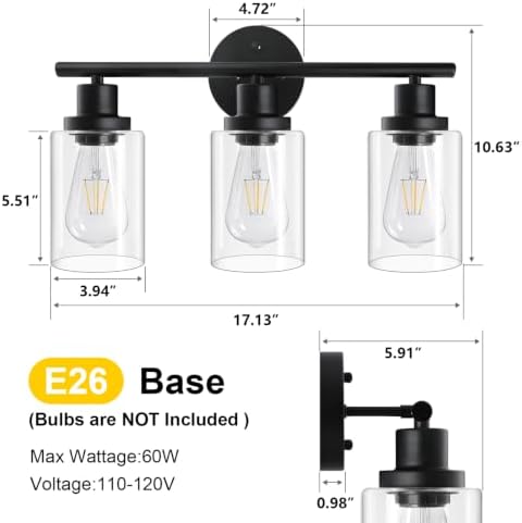 Unicozin 2 Pack Modern Bathroom Light Fixtures, 3 Light Vanity Lights, Living - Image 5