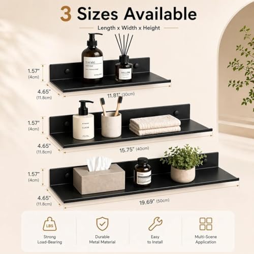 Z metnal Bathroom Shelf, Small Floating Wall Shelves, Decorative Ledge Shelf - Image 3