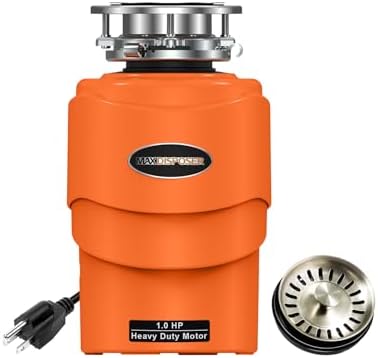 Garbage Disposal 1 HP Ultra Quiet Anti-Jam Grinding System Continuous Feed Food by MAXDISPOSER