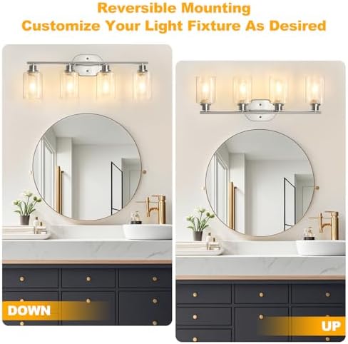 Unicozin Bathroom Light Fixtures, 4 Light Vanity Lights - Image 3