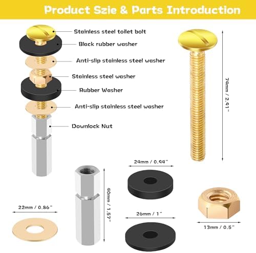 SelfTek 2Pcs Universal Toilet Seat Screws, Heavy Duty Toilet Seat Bolts Set - Image 3