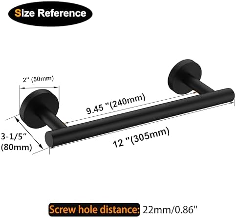 Nolimas Matte Black Bath Hand Towel Bar Single Bars Towel Rack Rod Classic Wall - Image 3