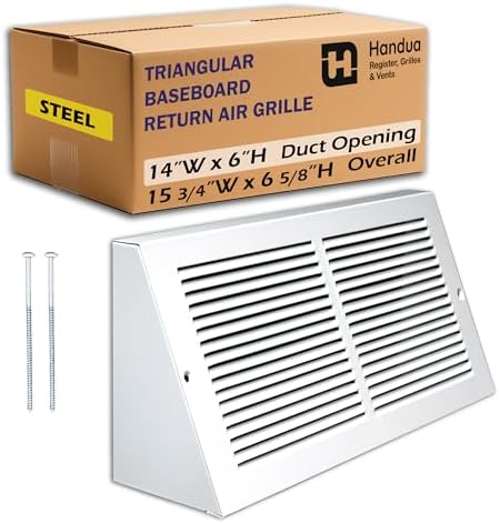 Fits 14x6 Duct Opening | Steel Triangular Baseboard Return Air Grille by Handua by Handua
