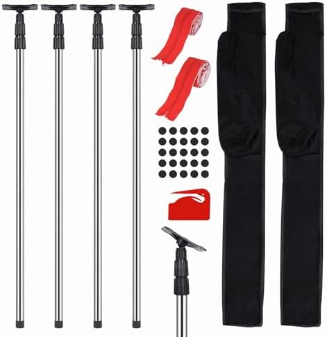 4 Pack Dust Barrier Poles Kit, 10Ft Adjustable Steel Telescoping Poles by Gtouse