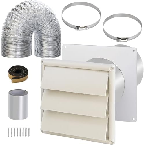 6 Inch Dryer Vent Kit with Hose/Duct Connector/Wall Plate, 9ps Duct Vent Kit by JIANBENKJ