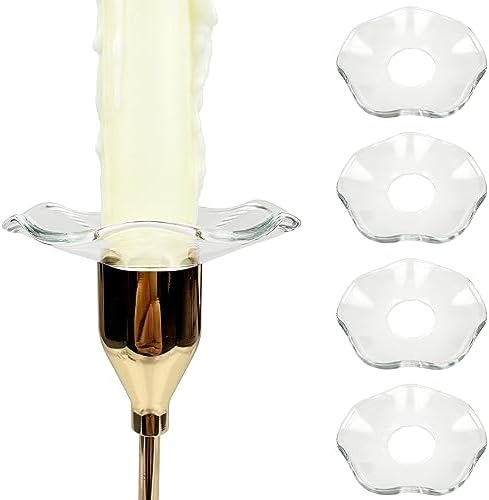 4 Pieces Bent Glass Candle Bobeches by VGEUNA