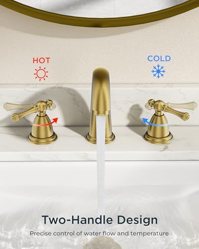 FORIOUS Bathroom Faucet 3 Hole Widespread 8" Sink Faucets Brushed Gold - Image 5