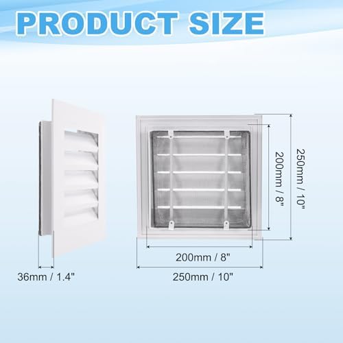 PATIKIL 10 x 10 Inch Gable Vent, 8 x 8 Inch Duct Opening Size - Image 2