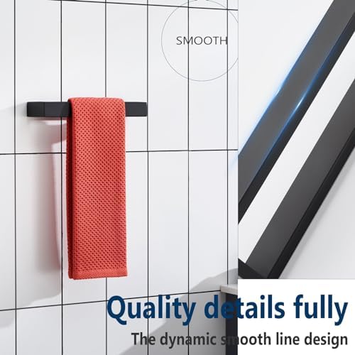 KOKOSIRI Towel Rings Matte Black Hand Towel Bar Holder 9-Inch Kitchen Rack - Image 4