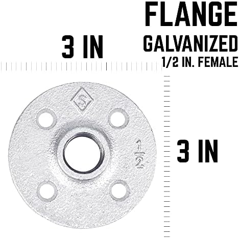 PIPE DECOR 1/2 in. Floor Flange, Authentic Galvanized Malleable Iron, 10 Pack - Image 3