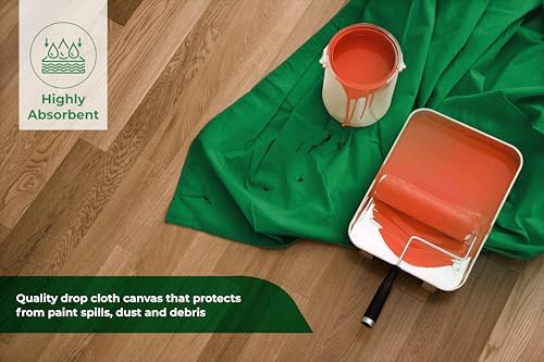 Canvas Drop Cloth for Painting 4x15 feet Pack of 1-8oz Painters Drop Cloths for - Image 2