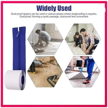 4 Roll Dust Barrier Zipper, Instant Door Protection Self-Adhesive Tarp Double - Image 2