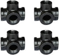 1/2" 4-WAY TEE Industrial Threaded Black Iron Pipe Fittings; Black Satin Finish by PRIMPIPEWORKS