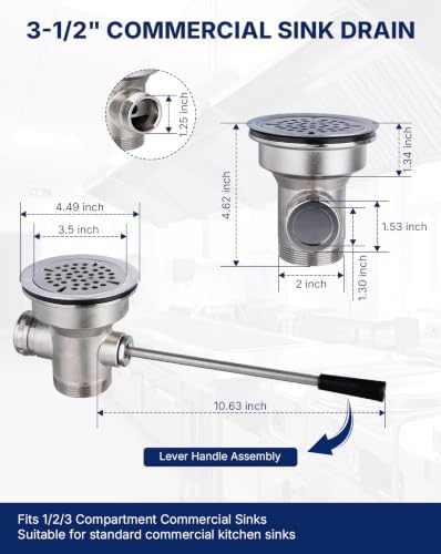 3-1/2" Commercial Sink Drain - Image 4