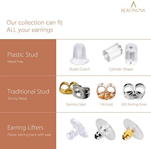 BEADNOVA Earring Backs Replacements Hypoallengeric Gold Plated Pierced Earring - Image 4