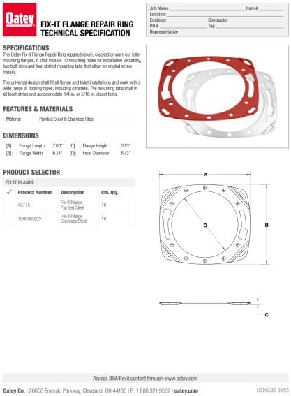 Oatey Fix-It Stainless Steel Flange Repair Ring, Adjustable Toilet Flange - Image 4