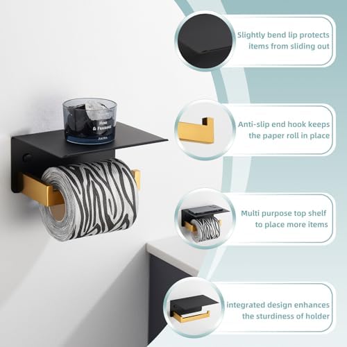 APLusee Black and Gold Toilet Paper Holder - Image 5