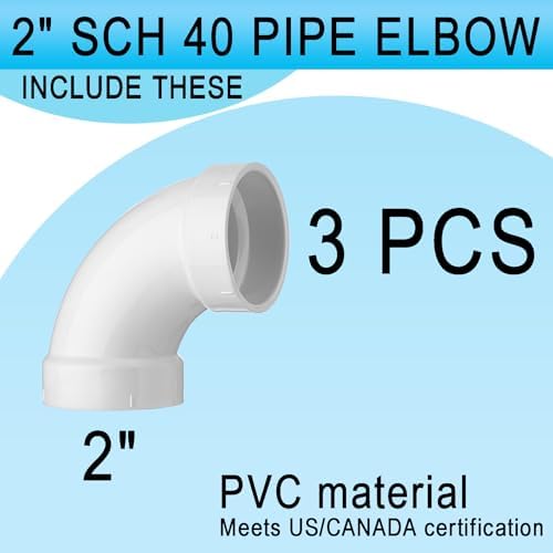 Asterbacks 2 inch PVC 90 Degree Elbow Schedule 40 White Pipe Fittings - Image 5
