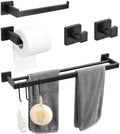 9 Piece Matte Black Bathroom Hardware Set, 24 Inch Double Towel Bar by Unknown