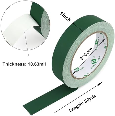 BOMEI PACK Dark Green Gaffer Tape, Matte Non-Reflective, 1inch x 30yds No - Image 2