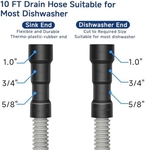 10 Ft Dishwasher Drain Hose Extension Corrugated and Flexible Dishwasher Hose - Image 3