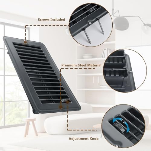 4" X 8" Floor Register 4 Pack Gray Floor Vent Covers Heavy Duty Floor Vent - Image 3