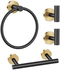 Black Gold Bathroom Hardware Set, Toilet Paper Holder, Towel Ring & Hooks by LairuierBathroomHardwareSet