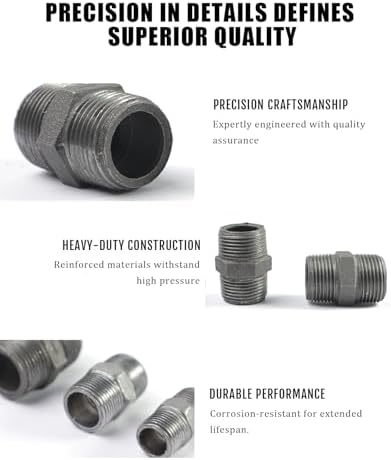 Black hexagonal threaded pipe fittings, 1/2" threaded pipe fittings, - Image 4