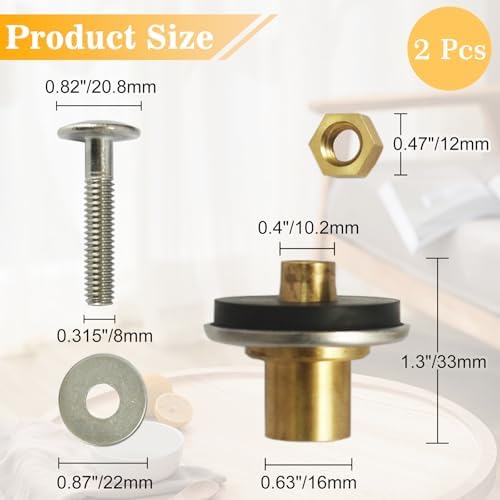 TS810DV3 Toilet Tank to Bowl Mounting Hardware Screws, 2 Pack Stainless Steel - Image 2