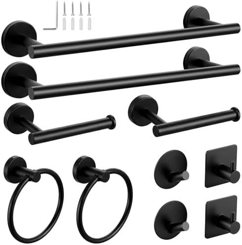 Tudoccy 10-Piece Matte Black Bathroom Hardware Set, 16in SUS304 by Tudoccy