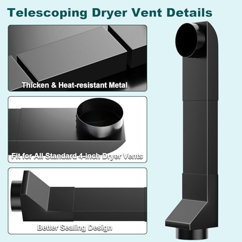 Upgraded UD48S 4" Telescoping Dryer Vent Kit, 17.7-29.5" Stainless Steel - Image 4