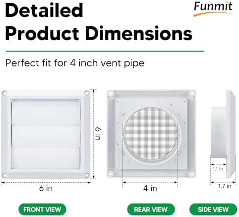 4 Inch Outdoor Dryer Vent Cover Louvered - Image 2