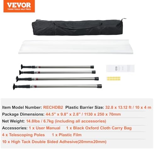 VEVOR Dust Barrier Poles, 12 Ft Barrier Poles, Dust Barrier System - Image 7
