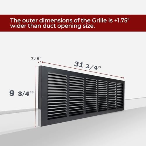 Fits 30x8 Duct Opening | Steel Baseboard Return Air Grille by Handua | Vent - Image 2
