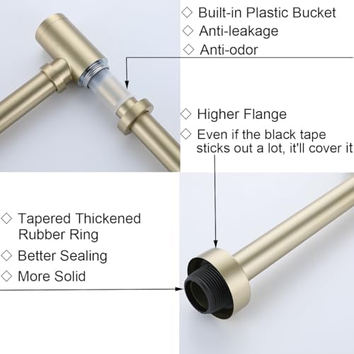 RANDOM Brass Round Bottle P-Trap 1 1/4, Raise and Lengthen Adjustable Basin - Image 5