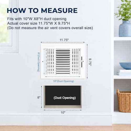 10x8 in Air Vent Covers for 10"Wx8"H Duct Opening Wall, Ceiling Register - Image 2