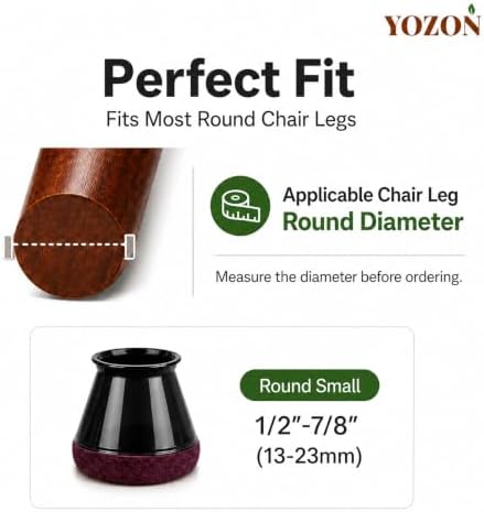 YOZON Chair Leg Floor Protectors Silicone Caps Felt Furniture Pads Covers - Image 3