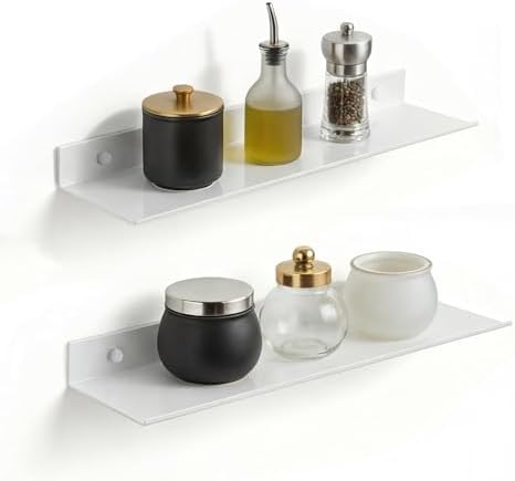 Z metnal White Wall Shelves, Small Corner Floating Bathroom Shelf, Lack Slim by Zmetnal