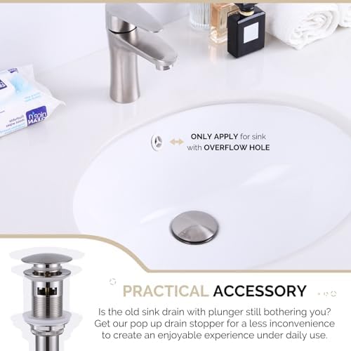Angle Simple Bathroom Sink Stopper, Brass Pop Up Sink Drain, Brushed Nickel - Image 3
