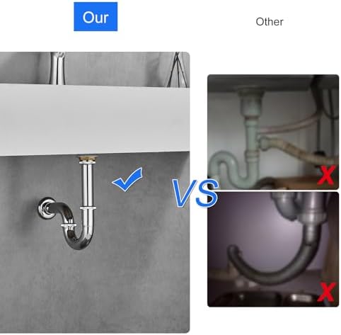 1-1/4" U-Shape Bottle Trap Overflow Drain Kit Stainless Steel Chrome - Image 4