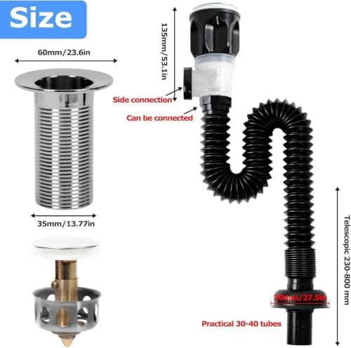 Bathroom Sink Drain Kit, Flexible Sink Drain Pipe - Image 4